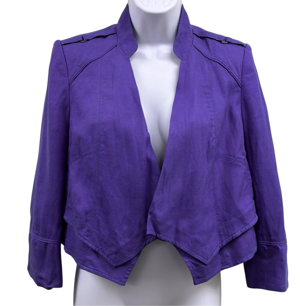 White House Black Market Women's Size 6 Purple Open Drape Front Jacket Blazer